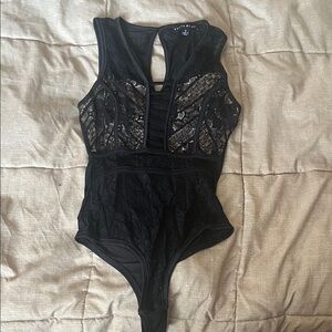 Haute Monde Black Lace Bodysuit